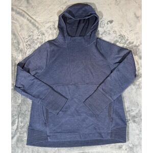Mountain Hardwear Hoodie Womens S Blue Knit Pullover Zip Pockets Hiking Top